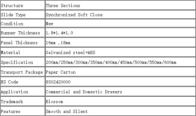 11005 SS US Standard Synchronous Damping Undermount Drawer Slides Parameter Sheet, 3-Section Galvanized Steel ABS Synchronized Soft Close Cabinet Hardware Specifications, American Style Concealed Bottom Mount Drawer Tracks Technical Data for Residential and Commercial Furniture
